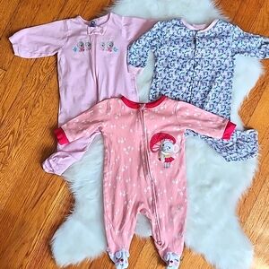 Pink and Floral Girls One Piece Bundle, 3-6M